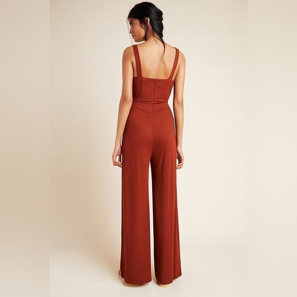 L*Space Women’s Selena Ribbed Jumpsuit Size S Rust Wide Leg Wide Leg One Piece - Picture 2 of 10